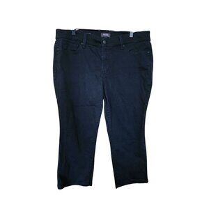 Nydj Marilyn Crop Jeans Womens 14P Black Lift Tuck Technology Stretch Denim
